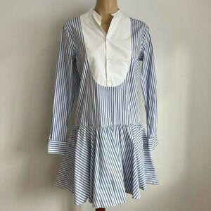 Polo Ralph Lauren Women’s 6 Peasant Button Down Shirt Mini Bib Dress Blue White